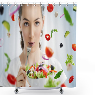 Personality  Eating Healthy Food Shower Curtains