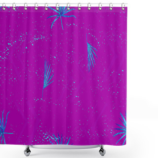 Personality  Ultraviolet Exotic Pattern. Monstera Leaves And Hibiscus Flowers In Summer Print.  Saturated Large Floral Swimwear Print. Horizontal Romantic Wild Vector Exotic Tile. Hypernatural Botanic Design. Shower Curtains