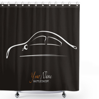 Personality  Car. Silhouette Of The Old Car On A Black Background. Vector Art Shower Curtains