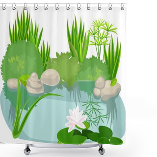 Personality  Pond Landsaping On White Background Shower Curtains