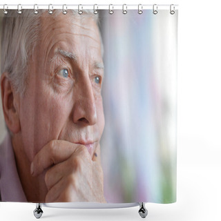 Personality  Senior Man Thinking About Something Shower Curtains