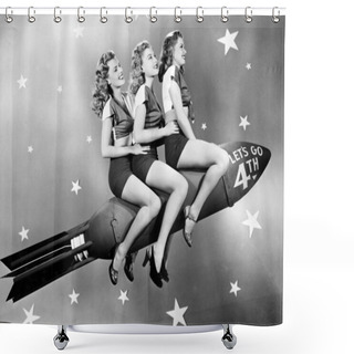 Personality  Three Women Sitting On A Rocket Shower Curtains