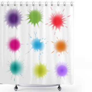 Personality  Colorful Paint Splashes Set Shower Curtains