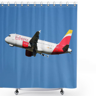 Personality  Iberia Express Airbus A320 EC-MCB Passenger Plane Departure At Madrid Barajas Airport Shower Curtains