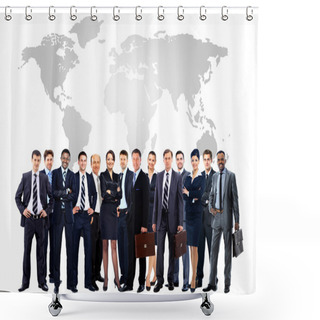 Personality  Large Group Of Business People. Isolated Over White Shower Curtains