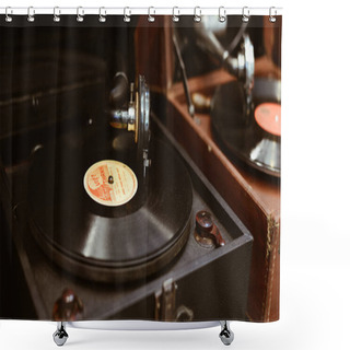 Personality  Turntable Vinyl Record Player For Sale  Shower Curtains