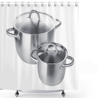 Personality  Two Stainless Steel Pots Shower Curtains