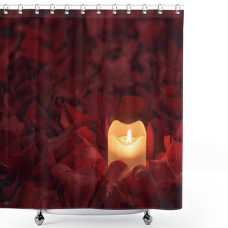 Personality  Candle On The Rose Petals Background Shower Curtains