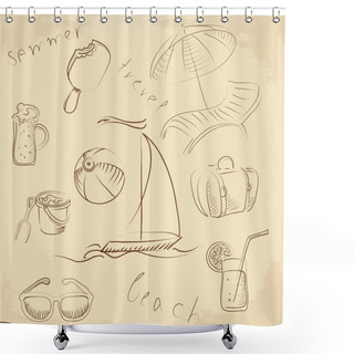Personality  Summer Lounge Doodles, Vector Illustration  Shower Curtains