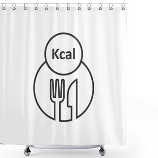 Personality  Kcal Icon In Flat Style. Diet Vector Illustration On White Isola Shower Curtains