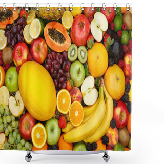 Personality  Fruits Collection Food Background Apple Apples Oranges Lemons Fr Shower Curtains
