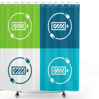 Personality  Battery Status Flat Four Color Minimal Icon Set Shower Curtains