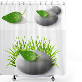 Personality  Stone And Leaf. Vector Illustration Shower Curtains