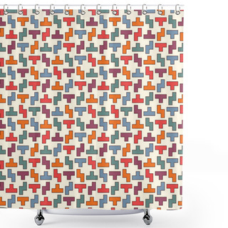 Personality  Repeated Creative Puzzle Mosaic Abstract Background. Seamless Surface Pattern Design With Simple Geometric Ornament. Shower Curtains