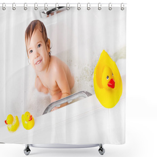 Personality  Little Boy Taking A Bath Shower Curtains