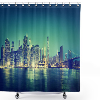 Personality  New York City Panorama Night Concept Shower Curtains