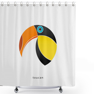 Personality  Colorful, Tropical Bird Icon Isolated On White Background. Vector Toucan Logo Design. Wild, Funny Bird Character. Popular, Stylized South America Travel Sign. Cute, Exotic Birds Symbol Shower Curtains
