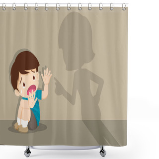 Personality  Angry Mother Scolds Frightened Child Sitting On Floor Shower Curtains