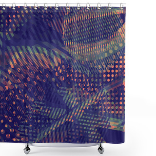 Personality  Abstract Colorful Disco Background Created With Stripes, Dots And Patters Of Colors. Shower Curtains