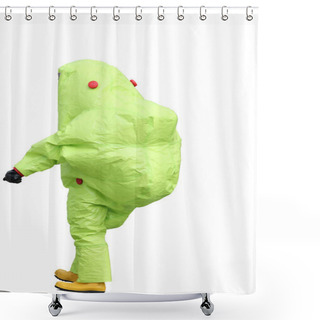 Personality  Yellow Protective Suit On White Background Shower Curtains