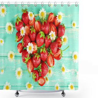 Personality  Strawberries With Chamomile In Shape Of Heart  Shower Curtains