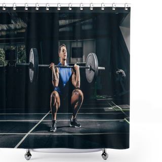 Personality  Sportsman Lifting Barbell  Shower Curtains