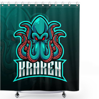 Personality  Kraken Octopus Sport Mascot Logo Design Shower Curtains