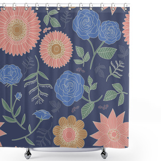 Personality  Elegant Floral Seamless Pattern  Shower Curtains