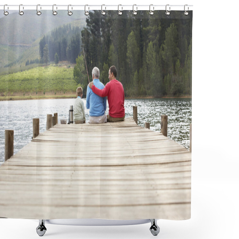 Personality  Father, son, grandfather fishing shower curtains