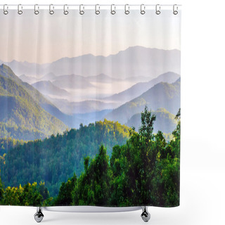 Personality  Early Morning Sunrise Over Blue Ridge Mountains Shower Curtains