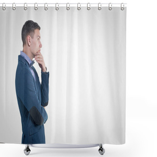 Personality  Pensive Young Handsome Man In Classical Costume Doubt Think Shower Curtains