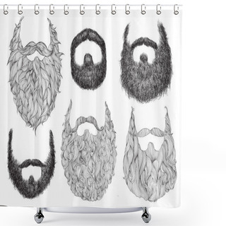 Personality  Hand Drawn Beard Set Shower Curtains