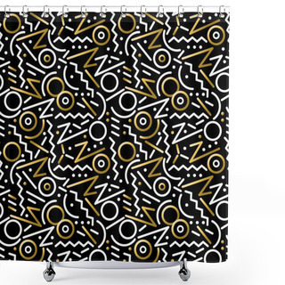 Personality  Gold Seamless Pattern In Abstract Retro Style Shower Curtains