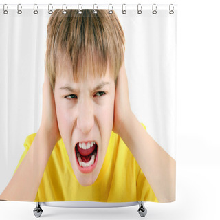Personality  Displeased Kid Close The Ears Shower Curtains