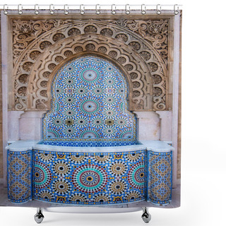 Personality  Beautiful Decoration Fountain In The Mausoleum Of Mohammed V Is A Historical Building Located On The Opposite Side Of The Hassan Tower On The Yacoub Al-Mansour Esplanade In Rabat, Morocco - Capital Shower Curtains