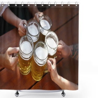 Personality  People Drinking Beer In A Traditional Bavarian Beer Garden Shower Curtains