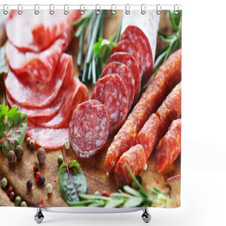 Personality  Italian Ham And Salami With Herbs Shower Curtains