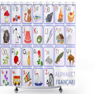 Personality  French Alphabet With Pictures Shower Curtains