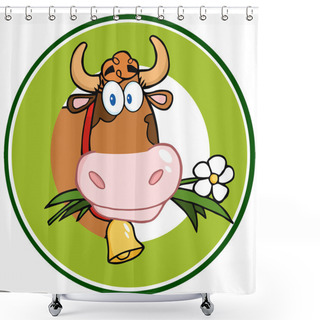 Personality  Dairy Cow Cartoon Logo Mascot Banner Shower Curtains