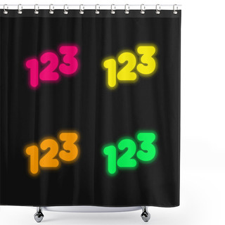 Personality  123 Numbers Four Color Glowing Neon Vector Icon Shower Curtains