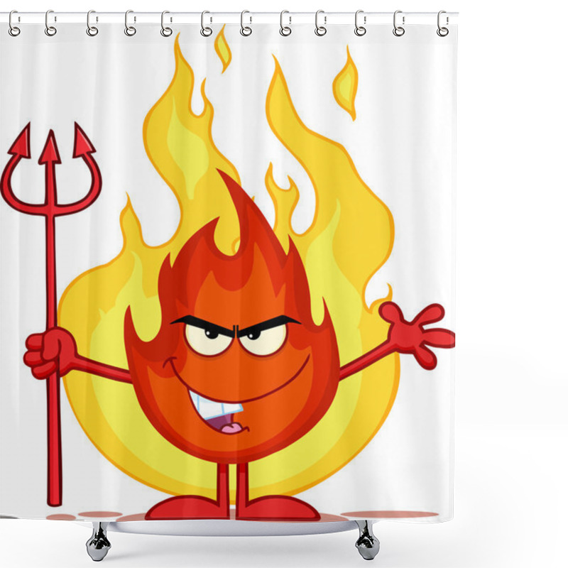 Personality  Evil Fire Cartoon Mascot Shower Curtains