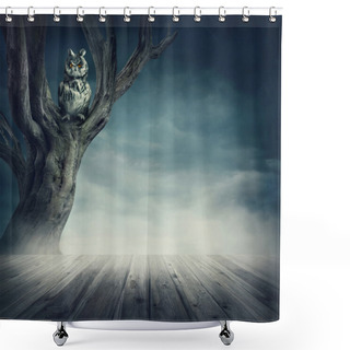 Personality  Owl Sitting On The Tree Shower Curtains