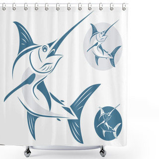 Personality  Marlin Fish Sign Shower Curtains