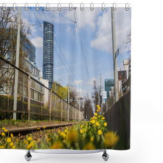 Personality  Blurred Dandelions Near Railway In Wroclaw Shower Curtains