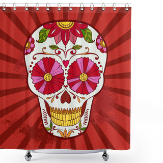 Personality  Vector Sugar Skull Can Be Used For T-short, Bag Shower Curtains
