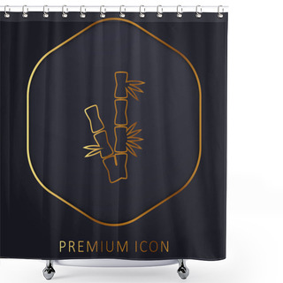 Personality  Bamboo Branches Golden Line Premium Logo Or Icon Shower Curtains