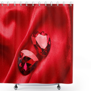 Personality  Precious Stones For Jewellery On Red Velvet Shower Curtains