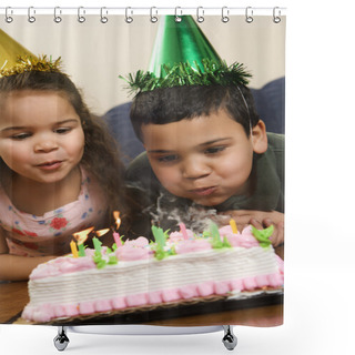 Personality  Kids Having Birthday Party. Shower Curtains