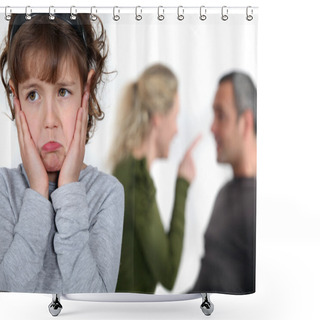 Personality  Little Girl Listening To Parents Argue Shower Curtains