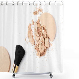 Personality  Cracked Cosmetic Powder Isolated On White Shower Curtains